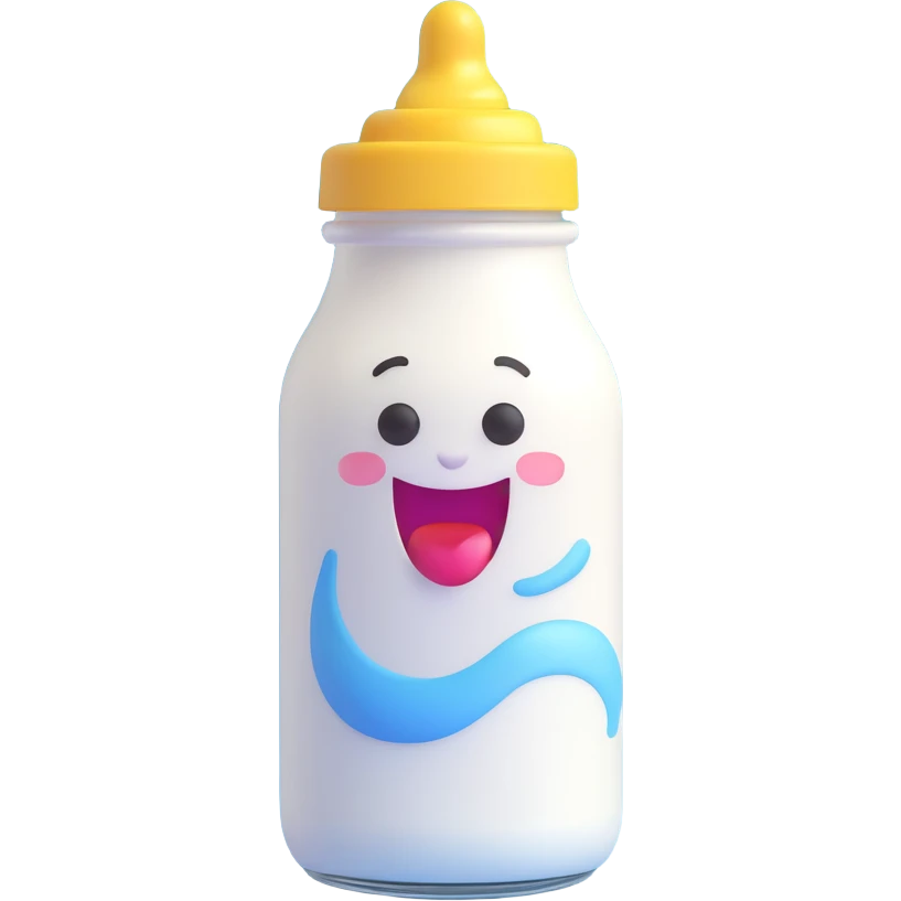 probiotic drink yogurt bottle emoji, healthy and friendly feeling, bright colors emoji