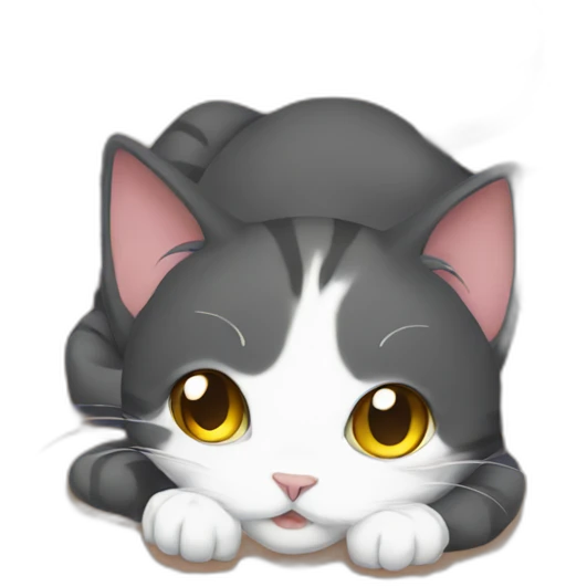 anime cat on the floor surrounded by cables  emoji