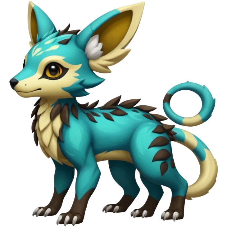 Rare realistic exotic cute epic pretty beautiful handsome gorgeous aesthetic colorful vibrant Vernid-Protogen-Primagen-Wickerbeast-species-Fakemon-creature by LiLaiRa, random markings, tufted ears, full body emoji