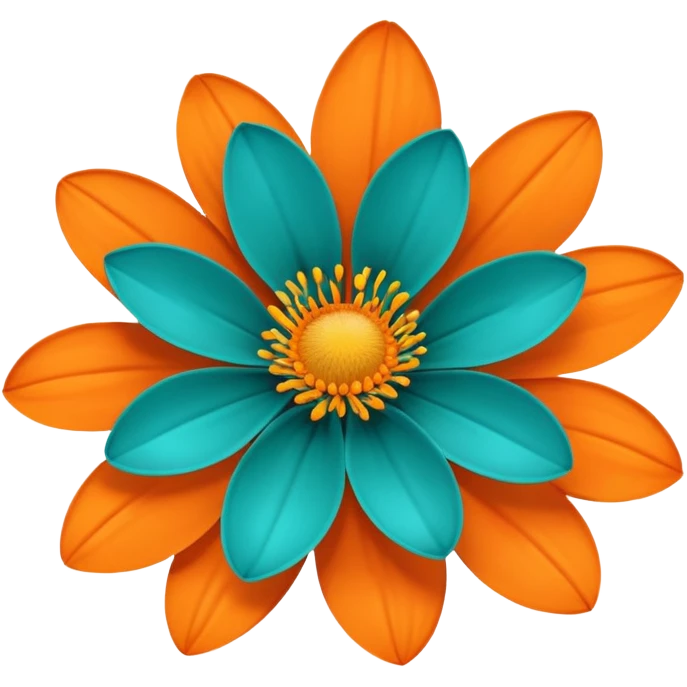 flower with teal petals and orange center emoji