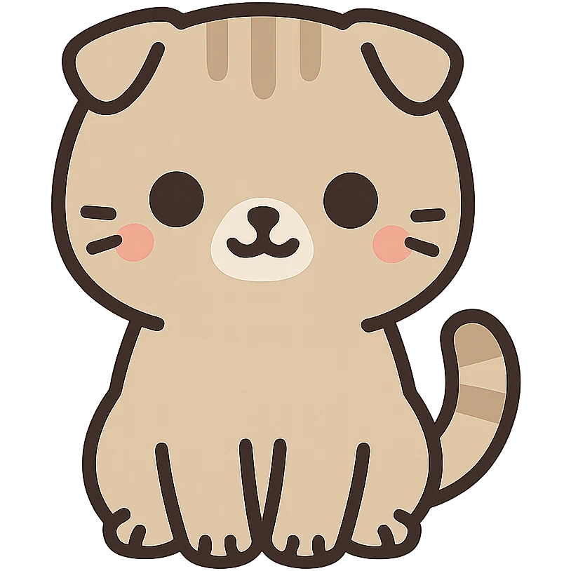 flat toon kawaii scottish fold kitten sitting emoji