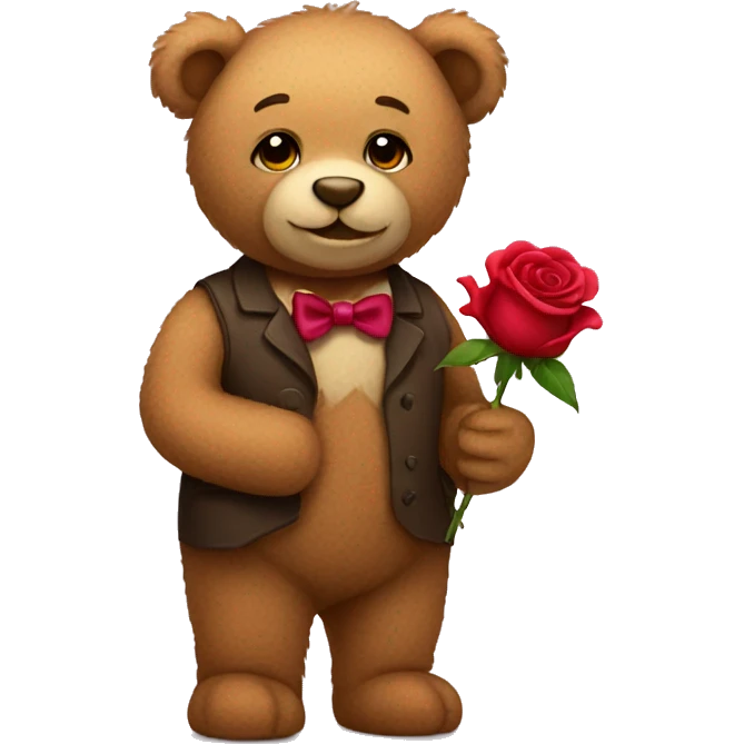 Teddy bear holding a rose emoji