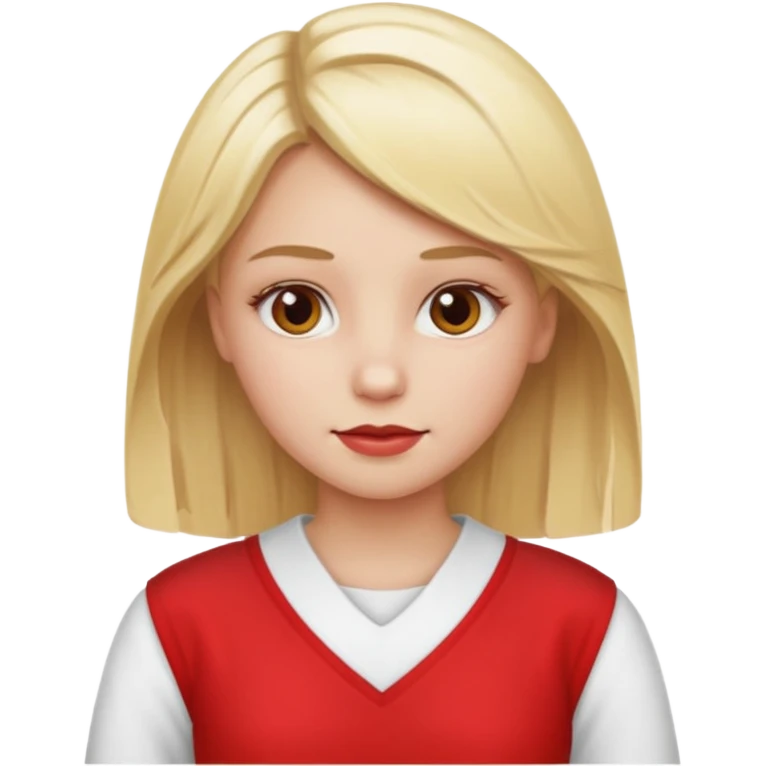 a blonde girl with white red emoji