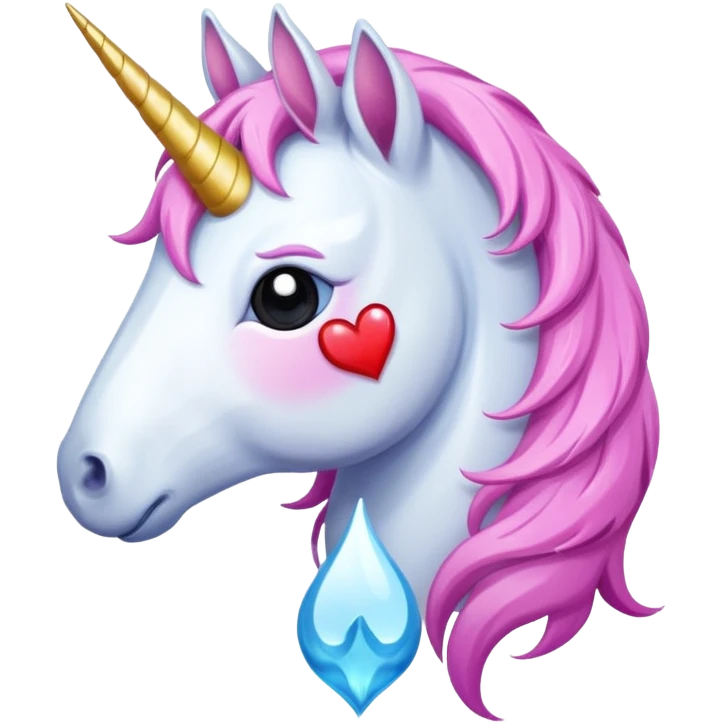 Sad unicorn with a broken heart emoji