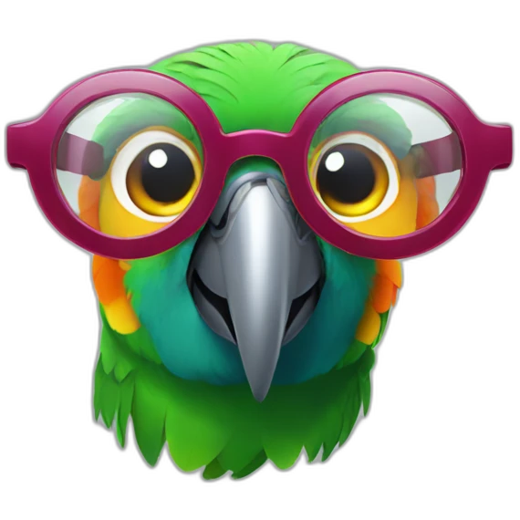 parrot in transparent glasses emoji