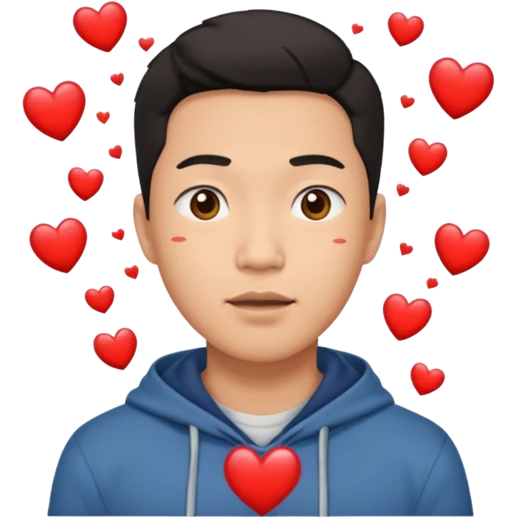asian man with heart eyes falling down on sidewalk  emoji