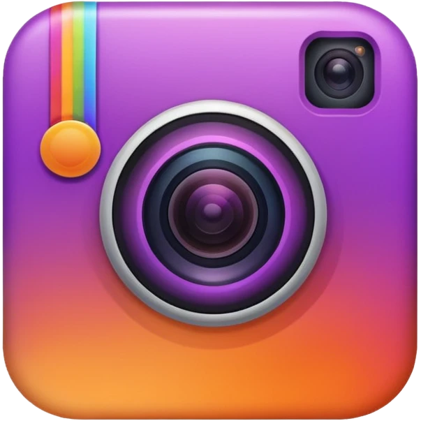 Instagram camera icon, purple and orange gradient emoji