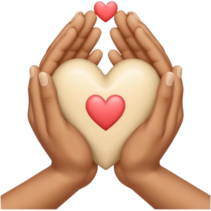 Hands joined in prayer with a cream heart emoji