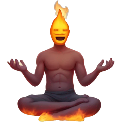 Create an emoji with a iceman meditating in fire emoji