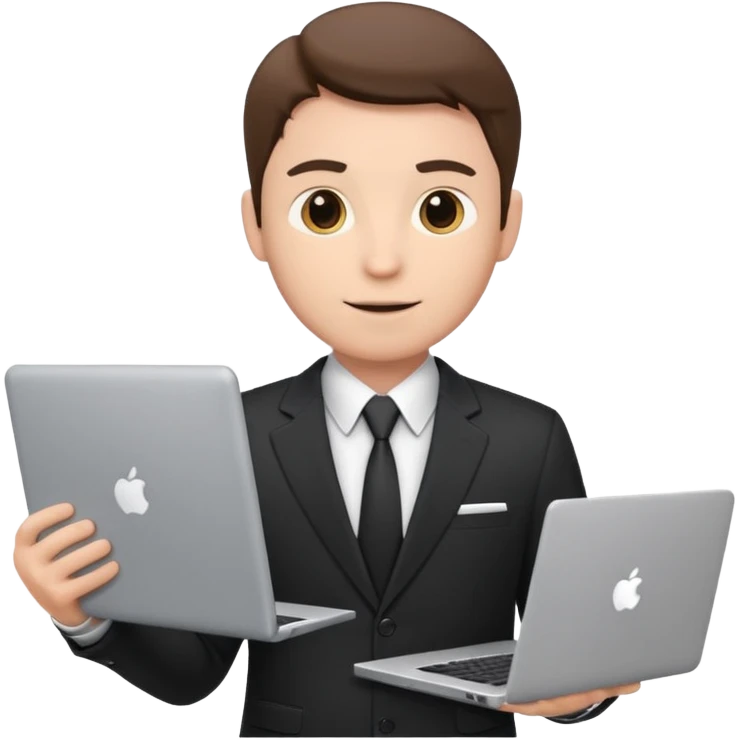 businessman sales rep, suit, holding a laptop, confident look emoji emoji
