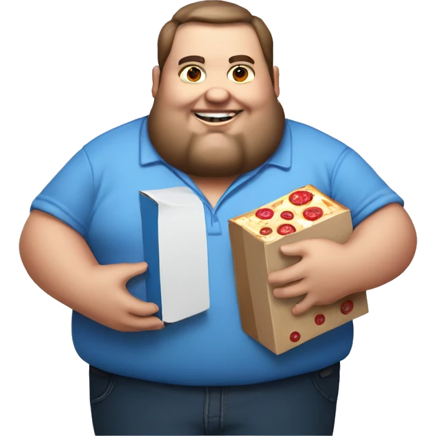 Fat guy holding a dominos box emoji