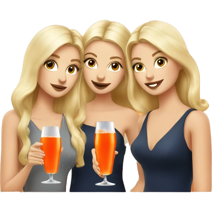 Three beautiful blond girls drinking aperol  emoji