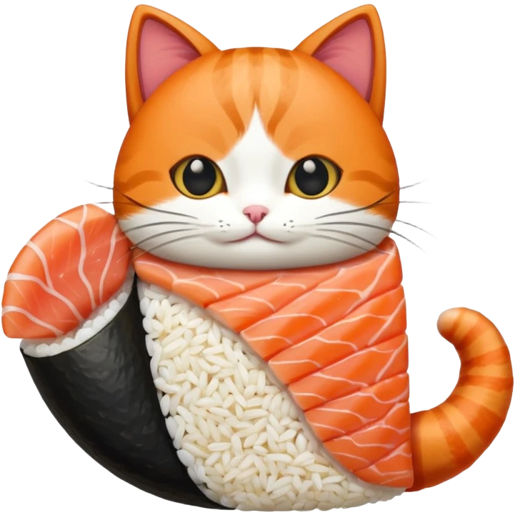 cat wearing a piece of nigiri sushi costume emoji