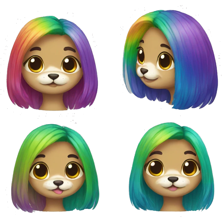 Otter rainbow hair emoji