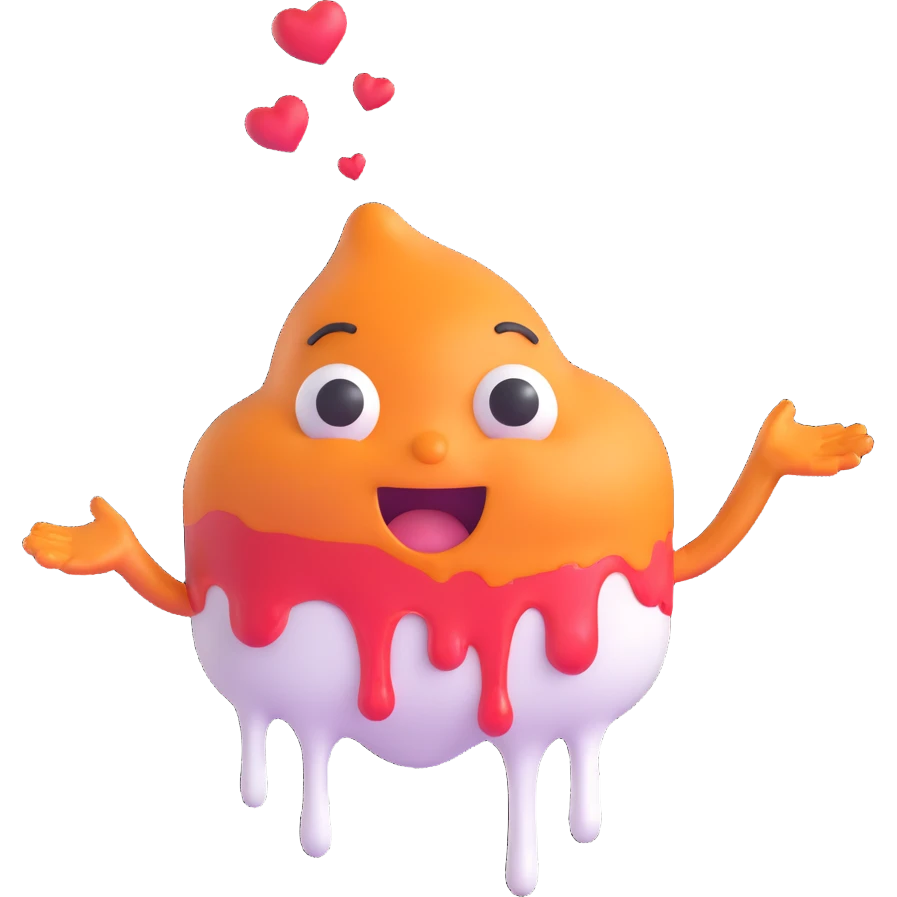 a character melting and in love, expressive, cute emoji