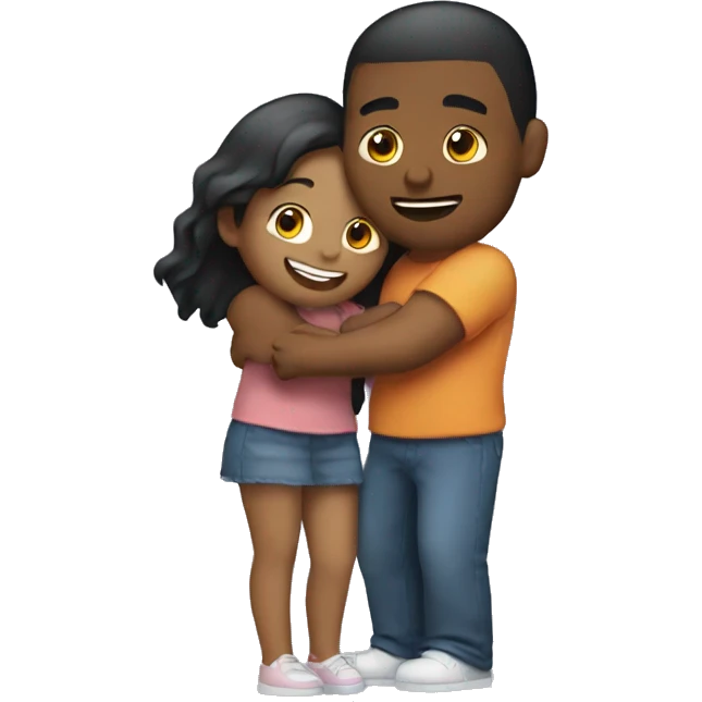 Girl with her boyfriend hugging emoji