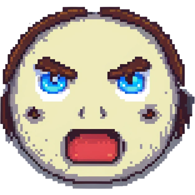 pixel art annoyed face, gold rush theme, simple background emoji