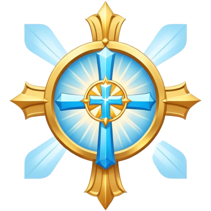 saint emblem with light blue cross and divine rays emoji
