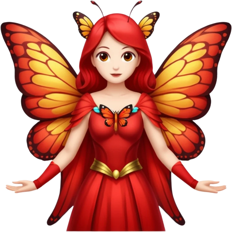 nature spirit woman dressed as butterfly herald red, wing sleeves spread emoji