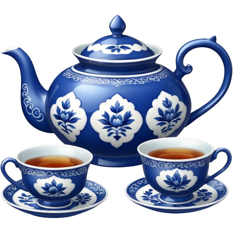 blue porcelain tea set  emoji