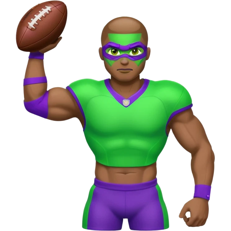  sports icon in neon purple and green, football emoji