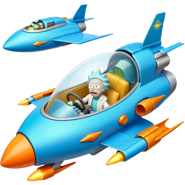 Hot wheels Rick and Morty flying in a spaceship to citadel emoji