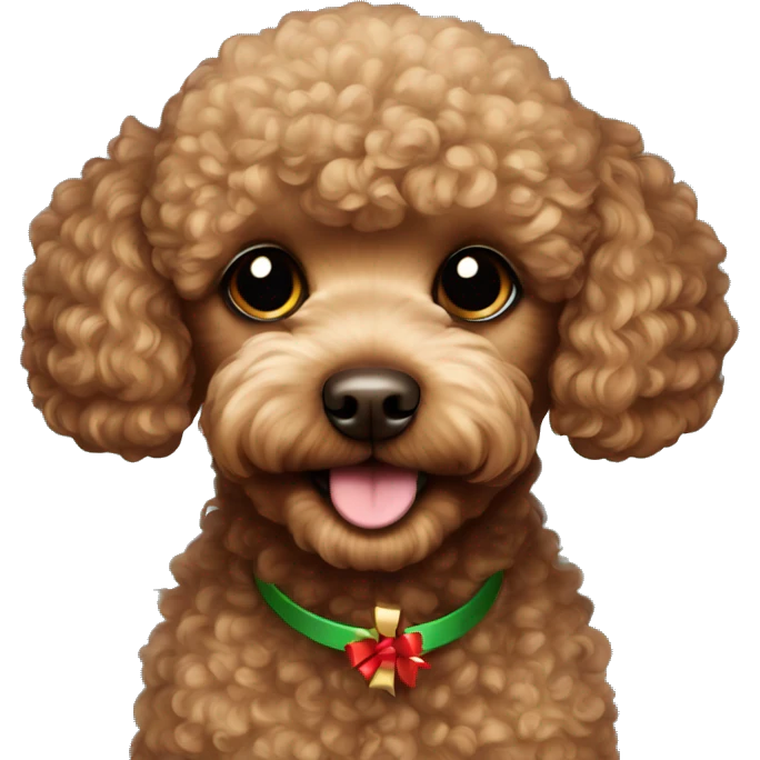 Brown toy poodle Christmas  emoji
