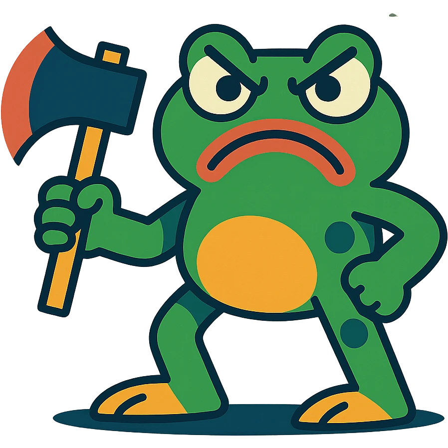 angry frog with axe emoji