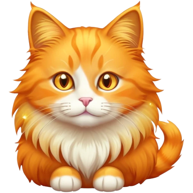 orange cat with magical sparkles and aura emoji