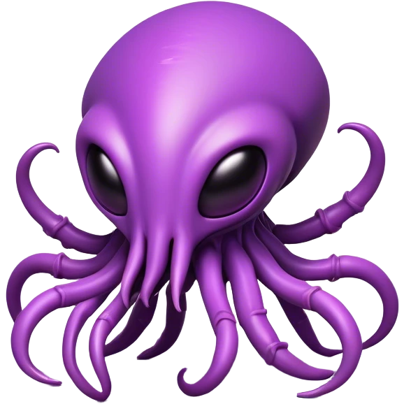 Clash of Clans aesthetic: Cinematic Playful Zerg Alien Emoji, rendered in a 3D vector-style similar to standard emojis with minimal shading and bold, simplified shapes. A compact, isometric, otherworldly creature with insectoid, organic details and subtle, eerie tentacles, softly glowing with a sinister alien charm. Simplified yet unmistakably iconic, highly detailed and consistent, glowing with a soft, spectral radiance and high shine. Stylized with a touch of bio-engineered mischief and a soft glowing outline, capturing the essence of a fearsome extraterrestrial menace with a playful twist! emoji