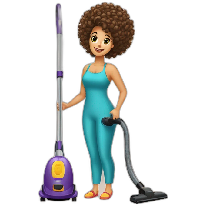 a Moroccan curvyhair do the housework vacuum cleaner emoji