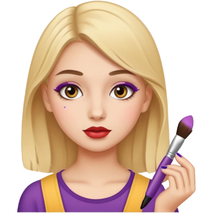 A teenager putting on makeup emoji