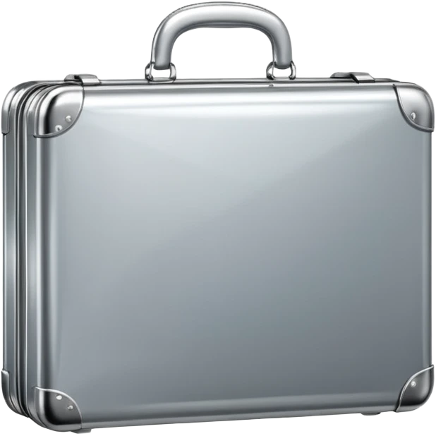 A luxury briefcase emoji made of polished silver chrome, smooth rectangular shape, metallic reflections, minimal high-end design, swag business aesthetic, iOS emoji style, centered, clean white background
 emoji