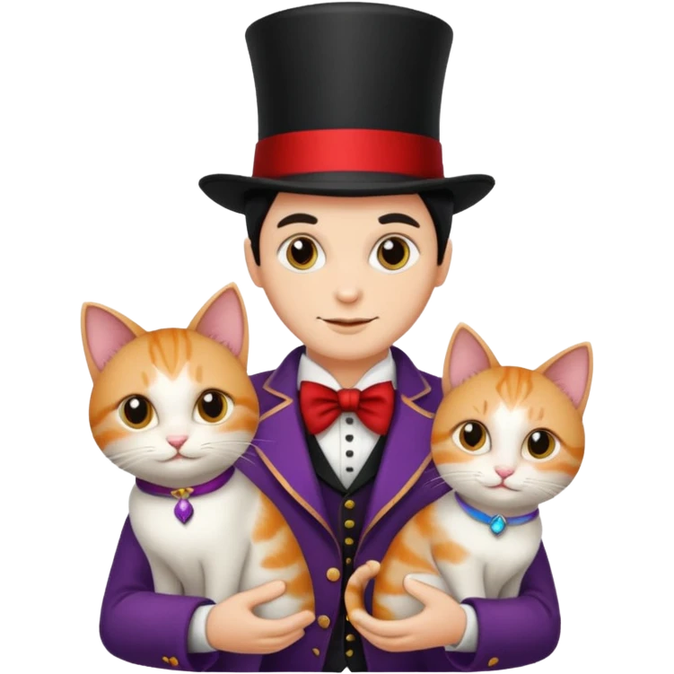 magician couple and their pet cat emoji