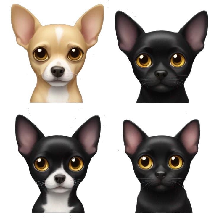 Chihuahua and black cat emoji