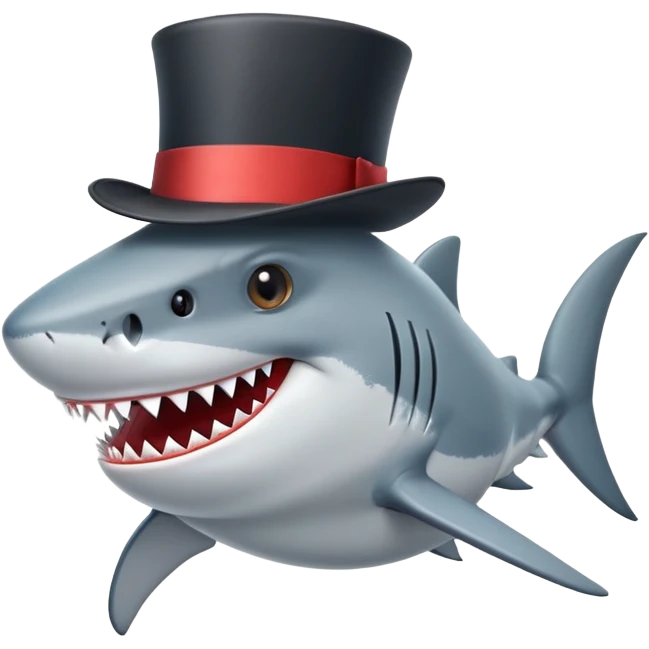 Shark with a top hat emoji