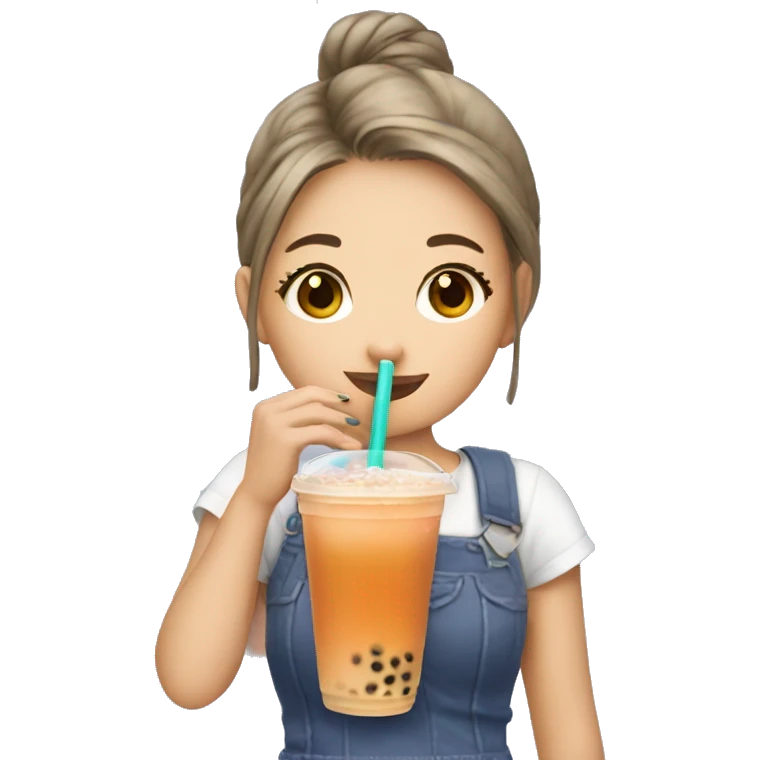 Girl drinking bubble tea emoji