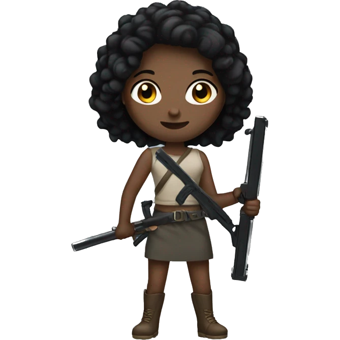 white girl black hair holding weapon emoji