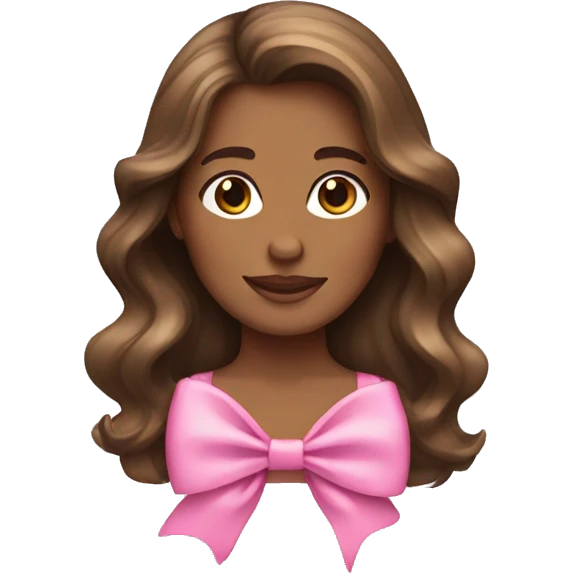 Women with beach waves brown hair and pink bow emoji