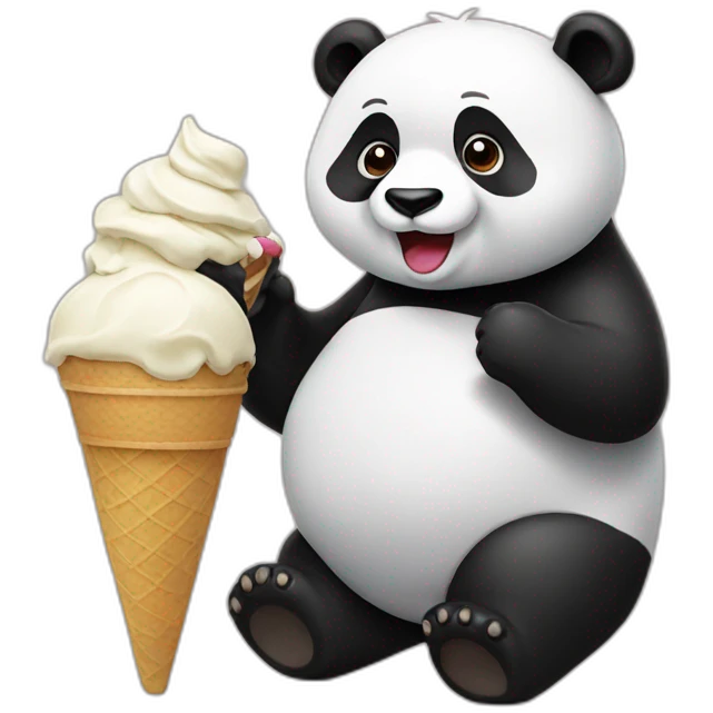Panda eating ice cream emoji