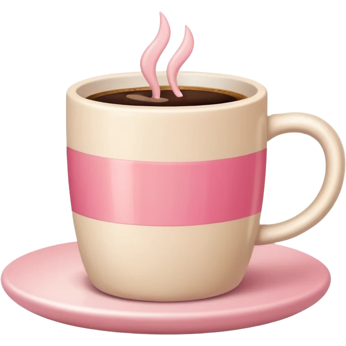 pastel beige and pink palette, lipstick a cup of coffee, a lipstick mark on the edge of the cup, soft grain texture, minimal flat design, no background, cozy pinterest vibe emoji