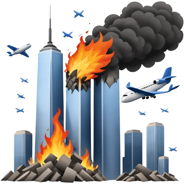 A plane crasing into the twin towers emoji