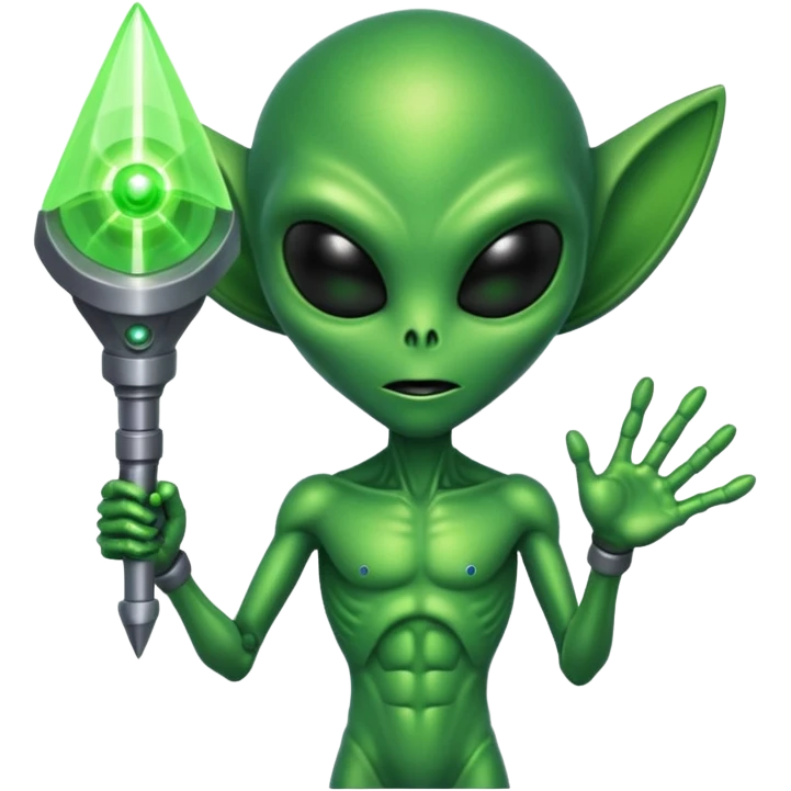Evil green alien holding a death ray emoji