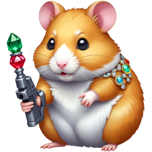 Hamster holding jewel gun emoji