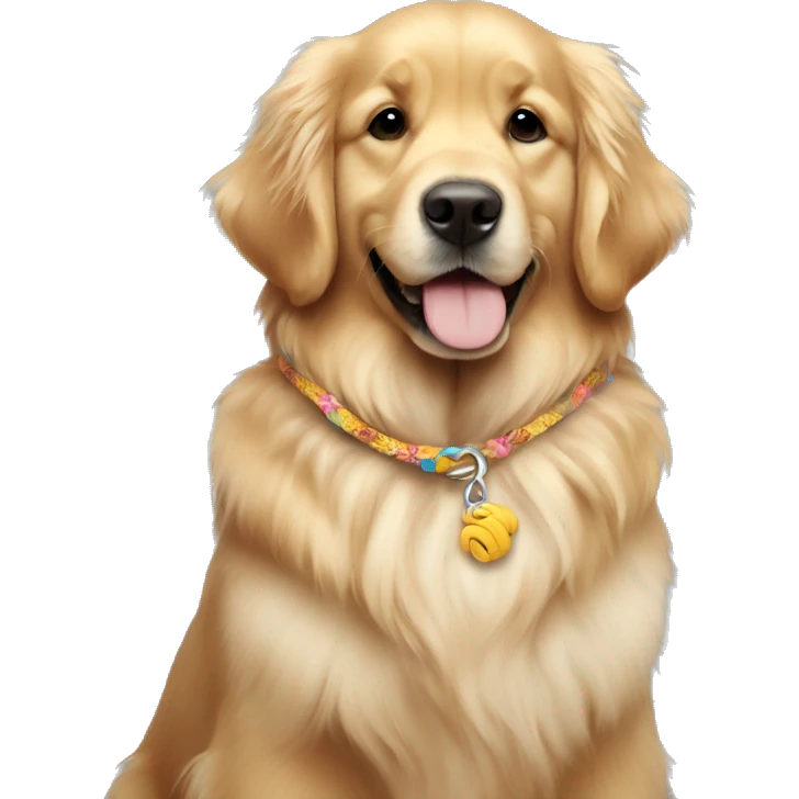 fluffy golden retriever wearing a friendship bracelet  emoji
