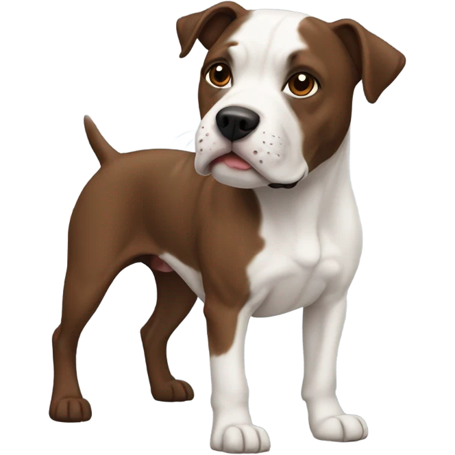 a white pithull with a brown spot and a black pitbull  emoji