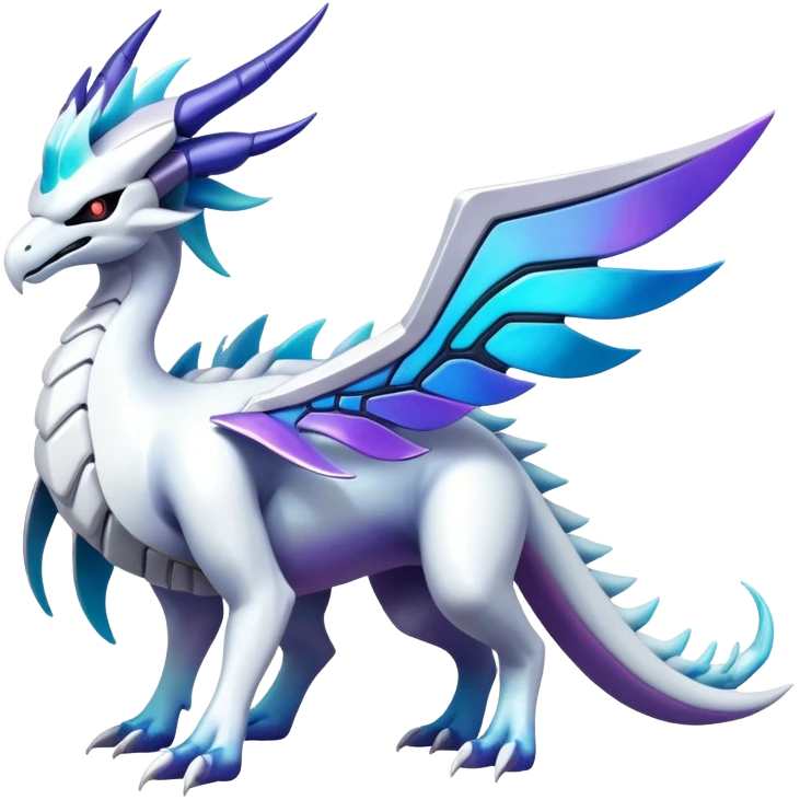 Colorful Iridescent-gradient Futuristic Modern Epic Legendary Shiny Cyber-Suicune-Dialga-Lugia-Reshiram-Creature, (full body) emoji