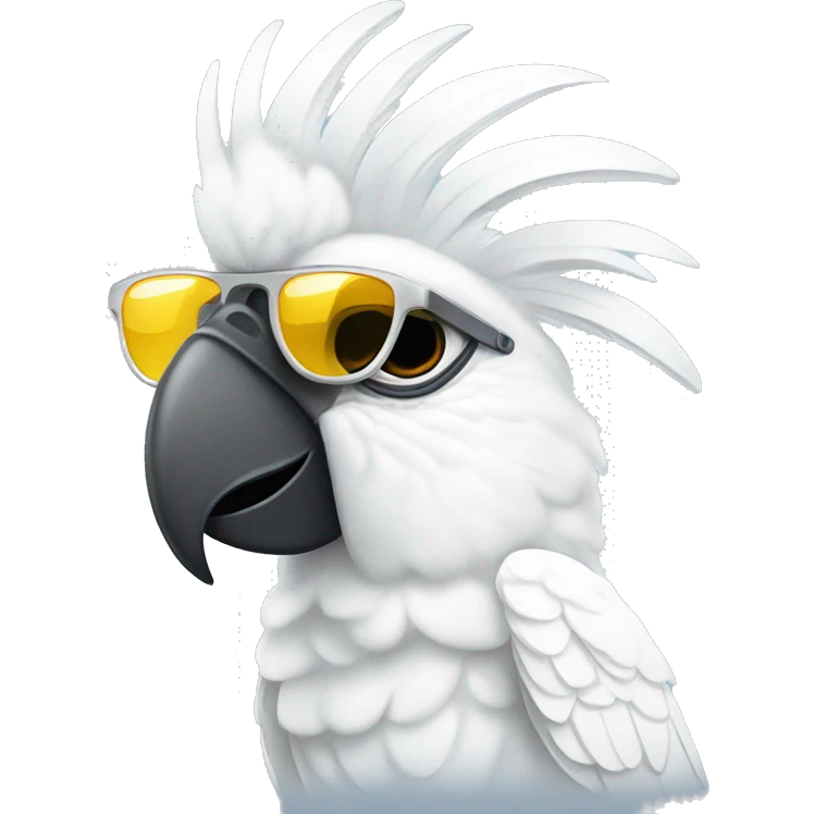 Front white cockatoo with sunglasses emoji