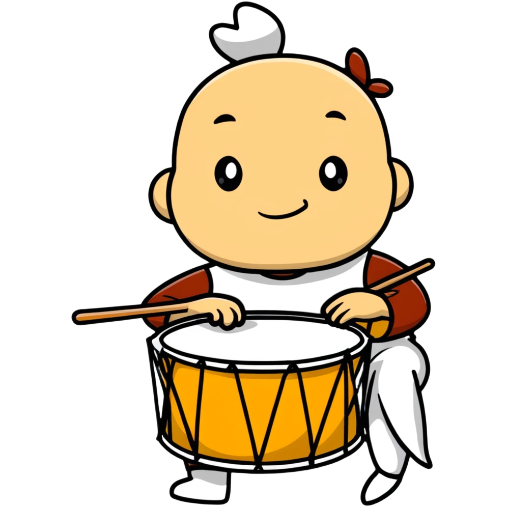 Person playing a drum to announce sahur time during Ramadan emoji