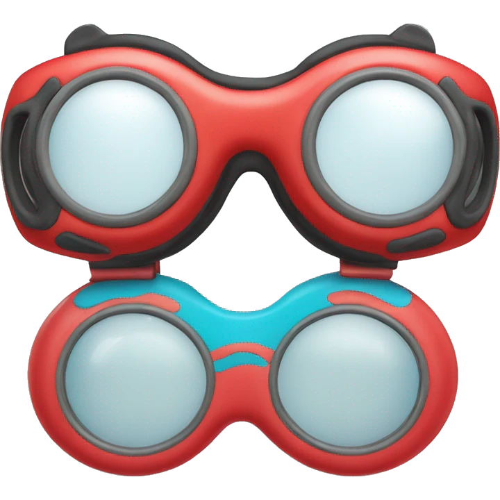 swimming goggles with red frame，cat-eye or spindle-like form emoji